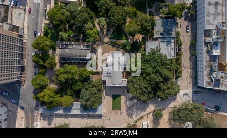 San Antonio, TX, USA. September 2023. 15. September 2023-San Antonio, TX: Luftaufnahme der historischen spanischen Mission The Alamo in San Antonio, Texas. (Bild: © Walter G Arce SR Grindstone Medi/ASP) NUR REDAKTIONELLE VERWENDUNG! Nicht für kommerzielle ZWECKE! Stockfoto