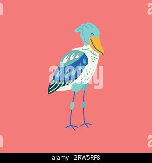 Whale-Head-Vogel-Farbkonzept. Exotische Vögel. Stock Vektor