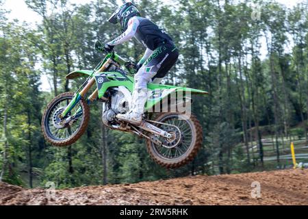 Maggiora, Italien. September 2023. Romain Febvre, FRA (Kawasaki Racing Team MXGP) beim MXGP of ITALY Race MXGP und Mx2, Motocross-Rennen in Maggiora, Italien, 17. September 2023 Credit: Independent Photo Agency/Alamy Live News Stockfoto