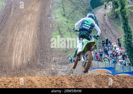 Maggiora, Italien. September 2023. Romain Febvre, FRA (Kawasaki Racing Team MXGP) beim MXGP of ITALY Race MXGP und Mx2, Motocross-Rennen in Maggiora, Italien, 17. September 2023 Credit: Independent Photo Agency/Alamy Live News Stockfoto