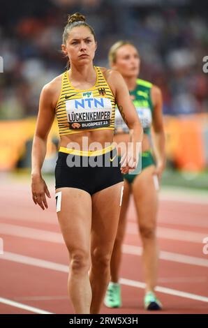 Gina Lückenkemper aus Deutschland, die am siebten Tag bei den Leichtathletik-Weltmeisterschaften im Nationalen Leichtathletik-Zentrum in den 4x100m-Läufen der Frauen antritt Stockfoto