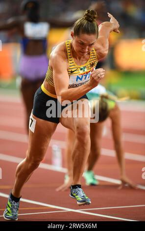 Gina Lückenkemper aus Deutschland, die am siebten Tag bei den Leichtathletik-Weltmeisterschaften im Nationalen Leichtathletik-Zentrum in den 4x100m-Läufen der Frauen antritt Stockfoto