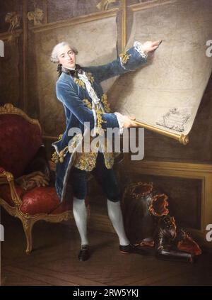 Der Comte de Vaudreuil des französischen Porträtmalers Francois-Hubert Drouais in der National Gallery, London, Großbritannien Stockfoto