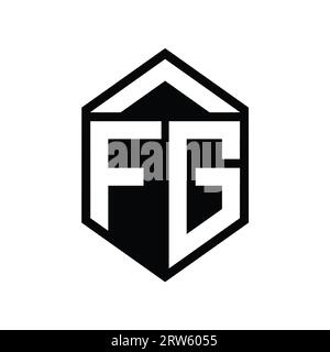 FG Letter Logo Monogramm einfache sechseckige Schildform isolierte Designvorlage Stockfoto