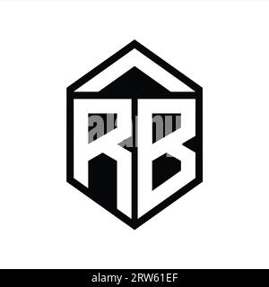 RB Letter Logo Monogramm einfache sechseckige Abschirmung Form isolierte Design-Vorlage Stockfoto