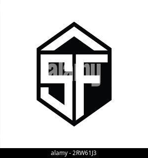SF Letter Logo Monogramm einfache sechseckige Abschirmung Form isolierte Design-Vorlage Stockfoto