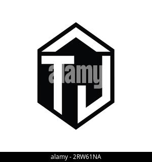 TJ Letter Logo Monogramm einfache sechseckige Abschirmung Form isolierte Design-Vorlage Stockfoto