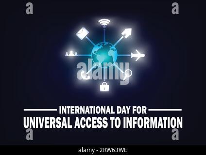 Internationaler Tag für universellen Zugang zu Informationen Vektor Illustration. Urlaubskonzept. Vorlage für Hintergrund, Banner, Karte, Poster mit Text Stock Vektor