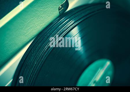 Nahaufnahme der Schallplattensammlung, Selective Focus Stockfoto