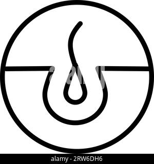 Symbol Follicle Shine Concept Line. Glänzendes Haar mit linearem Piktogramm mit Keratin-Effekt. Symbol Für Haarfollikel-Kontur. Isolierter Vektor – Abbildung. Stock Vektor