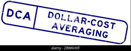 Grunge blaue DCA-Dollar-Kosten Mittelwert Wort quadratische Gummidichtung Stempel auf weißem Hintergrund Stock Vektor