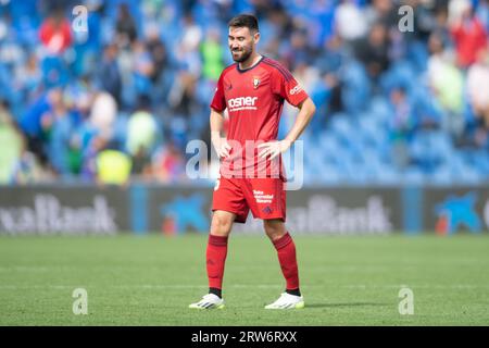 17. September 2023; Coliseum Alfonso Pérez, Getafe, Spanien, Spanish La Liga Football, Getafe versus Osasuna; Moi Gomez Stockfoto