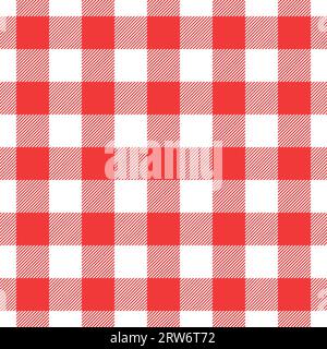 Nahtloses Muster prüfen. Rot prüft Hintergrund. Wiederholter geometrischer Patern mit Gingham-Muster. Schottischer Stil für Prints. Sich wiederholende Textur kariertes Karomuster Stock Vektor