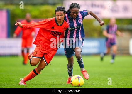 London, Großbritannien. September 2023. London, England, 17. September 2023: Shakira Kafoero Roberts (19 Dulwich Hamlet) in Aktion während des Spiels der London and South East Regional Womens Premier League zwischen Dulwich Hamlet und Millwall im Champion Hill in London, England. (Liam Asman/SPP) Credit: SPP Sport Press Photo. Alamy Live News Stockfoto