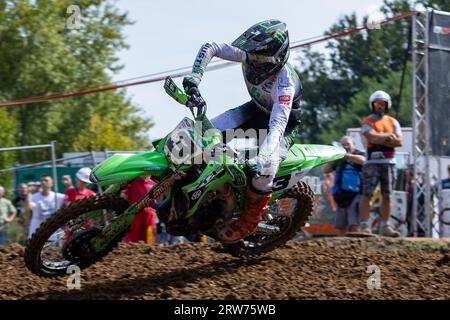 Maggiora, Italien. September 2023. Romain Febvre, FRA (Kawasaki Racing Team MXGP) beim MXGP of ITALY Race MXGP und Mx2, Motocross-Rennen in Maggiora, Italien, 17. September 2023 Credit: Independent Photo Agency/Alamy Live News Stockfoto