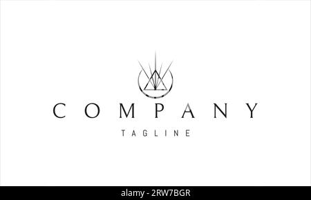 Vektorlogo mit einem abstrakten Bild eines alchemistischen Symbols mit Mond und Dreieck. Stock Vektor