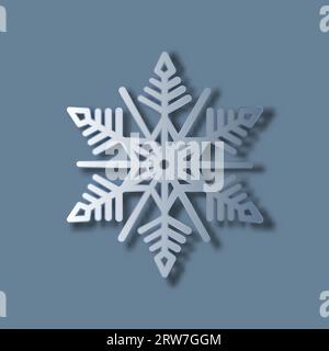 Blaue Schneeflocke auf dunklem Hintergrund für winterliches Design. Stock Vektor