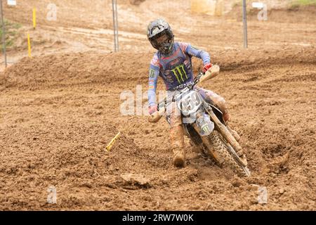 Maggiora, Italien. September 2023. 959 Renaux Maxime Yamaha FRA FFM Monster Energy Yamaha Factory MXGP während des MXGP Race of Italy 2023 FIM Motocross World Championship Maggiora Sonntag, 17. September 2023, im Maggiora Park, Italien. (Foto: Fabio Averna/SIPA USA) Credit: SIPA USA/Alamy Live News Stockfoto