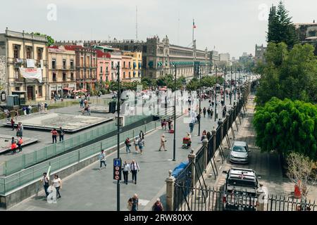 Mexiko-Stadt, Mexiko - 11. Mai 2023: Blick auf die antike aztekische Ausgrabungsstätte im Museo Templo Mayor. Hochwertige Fotos Stockfoto