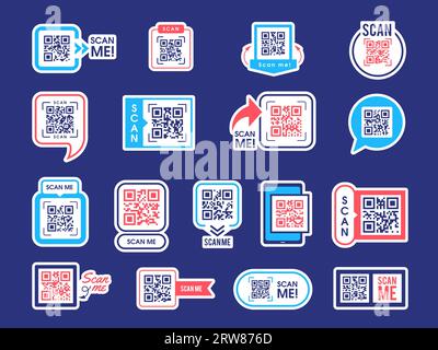 QR-Codes. Verschiedene Symbole für die Identität der App zum Scannen von Zahlungen auf dem Mobiltelefon. Aktuelle Vektorsymbole wurden festgelegt Stock Vektor