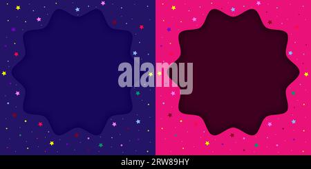 Set aus zwei abstrakten Hintergründen mit Sternen und Leerzeichen für Text. Vektorillustration. Stock Vektor