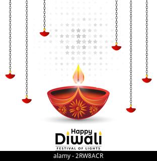 Happy Diwali Festival of Lights Grußkarte Design. Vektorillustration Stock Vektor