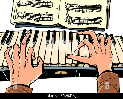 Musikgeschäft, Studium am Konservatorium. Der Musiker spielt Klavier. Jazz oder klassisches Konzert Stock Vektor