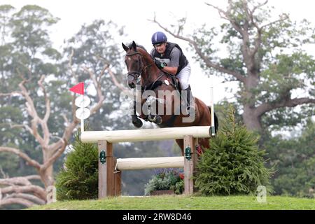 Michael Ryan reitet auf dem Claragh Mountain im CCI-L 4* während der internationalen Pferdeprüfungen im Blenheim Palace, Woodstock, Oxfordshire am Samstag, dem 16. September 2023. (Foto: Jon Bromley | MI News) Credit: MI News & Sport /Alamy Live News Stockfoto