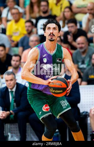 Murcia Region von Murcia Spanien 17. September 2023. NIHAD DJEDOVIC Deutschland Spieler aus Unicaja Baloncesto Malaga, UNICAJA Bsket Malaga gegen Real Madrid Super Copa Basket Endesa Endspiel Sports Palace Murcia 17. September 2023 Credit: Pascu Méndez/Alamy Live News Stockfoto