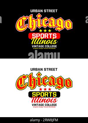 Chicago Vintage College Varisity Design, grafische Typografie für T-Shirt, Poster, Etiketten usw. Stock Vektor