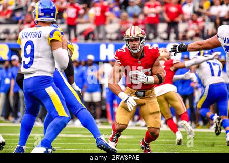 Inglewood, Kalifornien, USA. 17. September 2023. Inglewood, CA. September 2023. San Francisco 49ers Defensive End Nick Bosa #97 in Aktion im vierten Quartal während des NFL-Fußballspiels gegen die San Francisco 49ers. Obligatorische Fotothek: Louis Lopez/Cal Sport Media/Alamy Live News Stockfoto