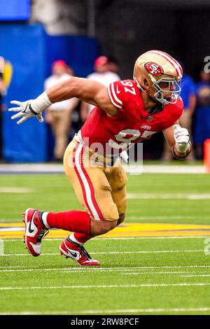 Inglewood, Kalifornien, USA. 17. September 2023. Inglewood, CA. September 2023. San Francisco 49ers Defensive End Nick Bosa #97 in Aktion im vierten Quartal während des NFL-Fußballspiels gegen die San Francisco 49ers. Obligatorische Fotothek: Louis Lopez/Cal Sport Media/Alamy Live News Stockfoto