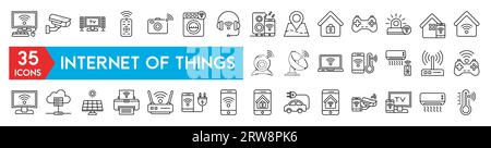Symbole für das Internet der Dinge mit intelligenten Gadgets mit Elementen für mobile Konzepte und Web-Apps. Stock Vektor