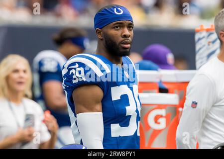 Houston, TX, USA. 17. September 2023: Indianapolis Colts Cornerback Darrell Baker Jr. (39) während eines Spiels zwischen den Indianapolis Colts und den Houston Texans in Houston, TX. Trask Smith/CSM (Bildausschnitt: © Trask Smith/Cal Sport Media) Bildausschnitt: CAL Sport Media/Alamy Live News Stockfoto