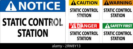 Warnschild Statische Kontrollstation Stock Vektor