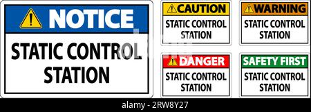 Warnschild Statische Kontrollstation Stock Vektor