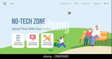 Keine Technikzone, verbringen Sie Zeit mit Ihrem Familienweb Stock Vektor