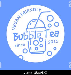 Veganer Bubble Tea, leckeres Produktlogo Stock Vektor