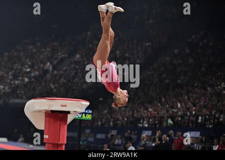 Paris, Frankreich. September 2023.    nimmt am 17. September 2023 an den Finals der 23. Internationaux de France de Gymnastique, FIG World Cup Challenge 2023, in Paris, Frankreich, Teil. in der Accord Arena Paris. Foto von Firas Abdullah/ABACAPRESS.COM Credit: Abaca Press/Alamy Live News Stockfoto