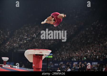 Paris, Frankreich. September 2023.    nimmt am 17. September 2023 an den Finals der 23. Internationaux de France de Gymnastique, FIG World Cup Challenge 2023, in Paris, Frankreich, Teil. in der Accord Arena Paris. Foto von Firas Abdullah/ABACAPRESS.COM Credit: Abaca Press/Alamy Live News Stockfoto