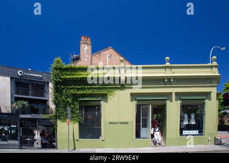 Allgemeiner Straßenblick in Paddington, Sydney, NSW, Australien. Boutiquen in Paddington. Stockfoto