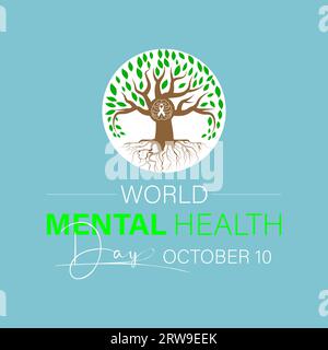 Der World Mental Health Day hebt Advocacy, Understanding und Support für globale emotionale Resilienz hervor. Vorlage Für Vektorillustration. Stock Vektor