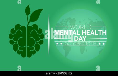 Der World Mental Health Day hebt Advocacy, Understanding und Support für globale emotionale Resilienz hervor. Vorlage Für Vektorillustration. Stock Vektor