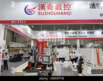 Die 23. China International Machinery & Electronic Products Fair wird am 14. September 2023 in Wuhan City, der zentralchinesischen Provinz Hubei, eröffnet. Stockfoto