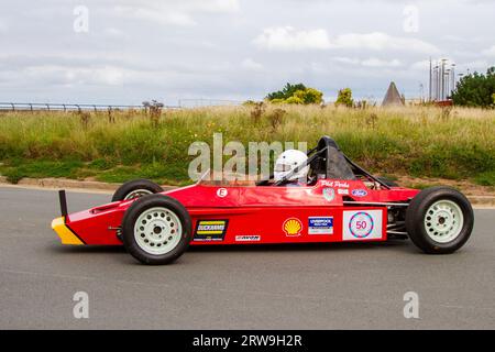 1979 70er Jahre Red Royale RP26 beim Ocean Speed Revival Southport Sprint auf dem Marine Drive. Klassisches und schnelles Event auf einem geschlossenen öffentlichen Road Coastal Road historischen Sprint Course, Merseyside, Großbritannien Stockfoto