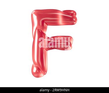 Buchstaben aus bizarren Ballons. 3D-Illustration des roten Alphabets isoliert auf weißem Hintergrund Stockfoto