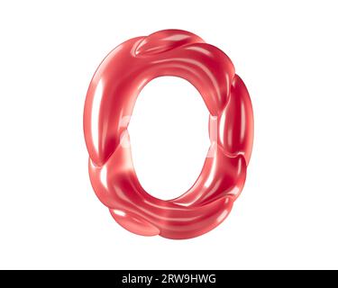 Buchstaben aus bizarren Ballons. 3D-Illustration des roten Alphabets isoliert auf weißem Hintergrund Stockfoto