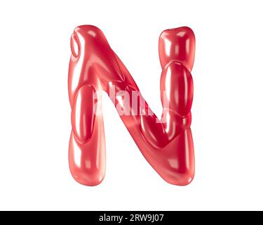 Buchstaben aus bizarren Ballons. 3D-Illustration des roten Alphabets isoliert auf weißem Hintergrund Stockfoto