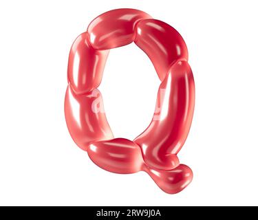 Buchstaben aus bizarren Ballons. 3D-Illustration des roten Alphabets isoliert auf weißem Hintergrund Stockfoto