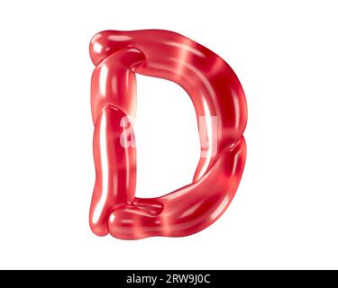 Buchstaben aus bizarren Ballons. 3D-Illustration des roten Alphabets isoliert auf weißem Hintergrund Stockfoto